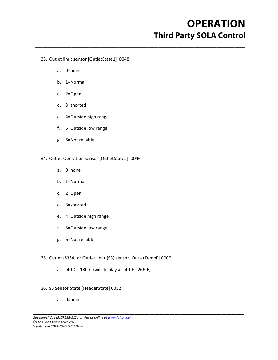 Fulton Caliber (CAL) SOLA Gateways User Manual | Page 30 / 36