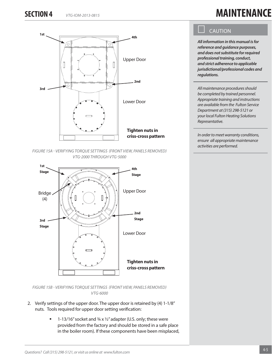 Maintenance | Fulton Vantage (VTG) Fully Condensing Hydronic Boiler User Manual | Page 57 / 96