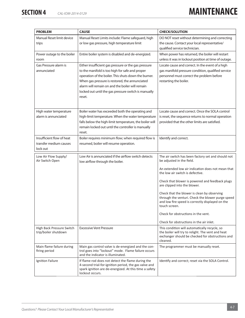 Maintenance | Fulton Caliber (CAL) Condensing Hydronic Boiler User Manual | Page 51 / 60