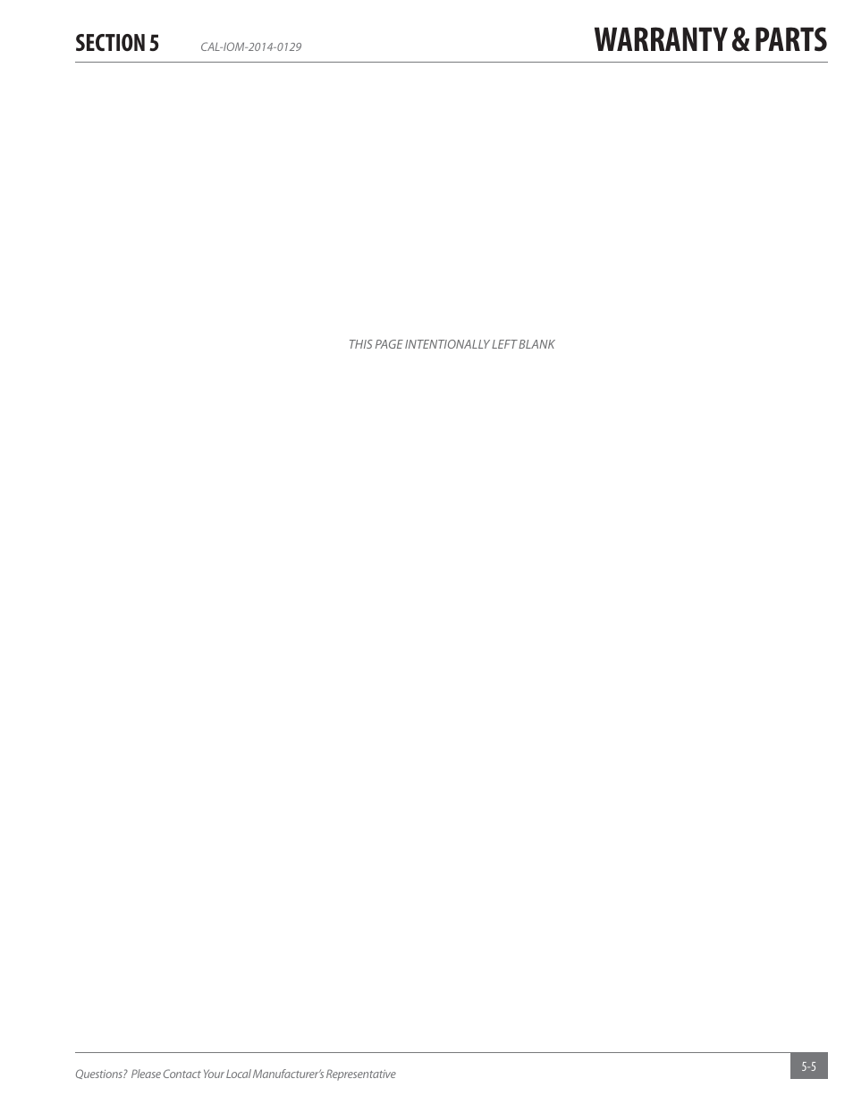 Warranty & parts | Fulton Caliber (CAL) Condensing Hydronic Boiler User Manual | Page 57 / 60