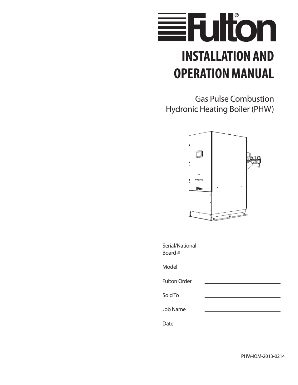 Fulton Pulse HW (PHW) Fully Condensing Hydronic Boiler User Manual | 84 pages