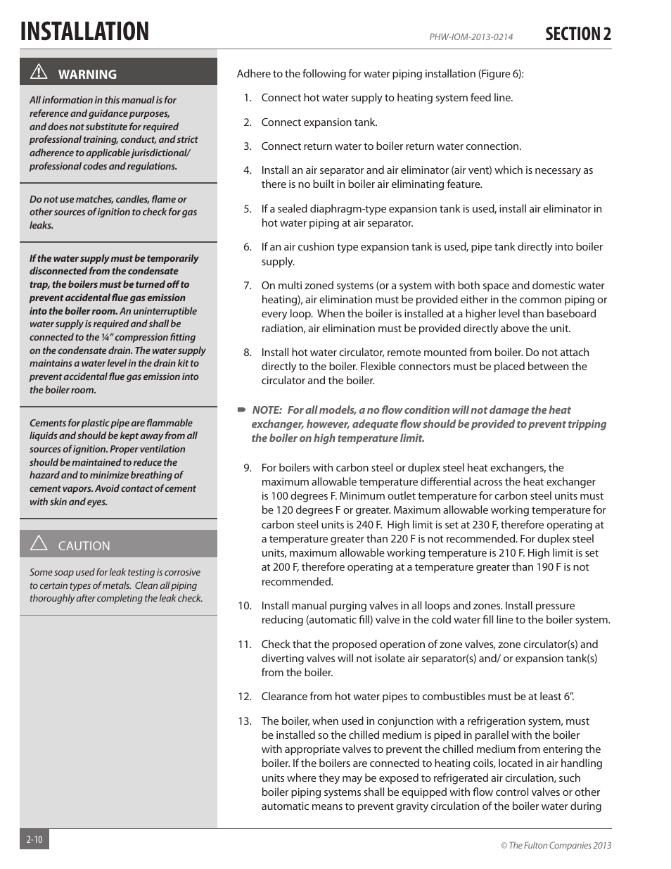 Installation | Fulton Pulse HW (PHW) Fully Condensing Hydronic Boiler User Manual | Page 16 / 84