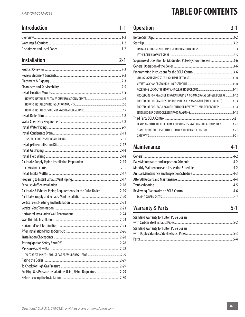 Fulton Pulse HW (PHW) Fully Condensing Hydronic Boiler User Manual | Page 3 / 84