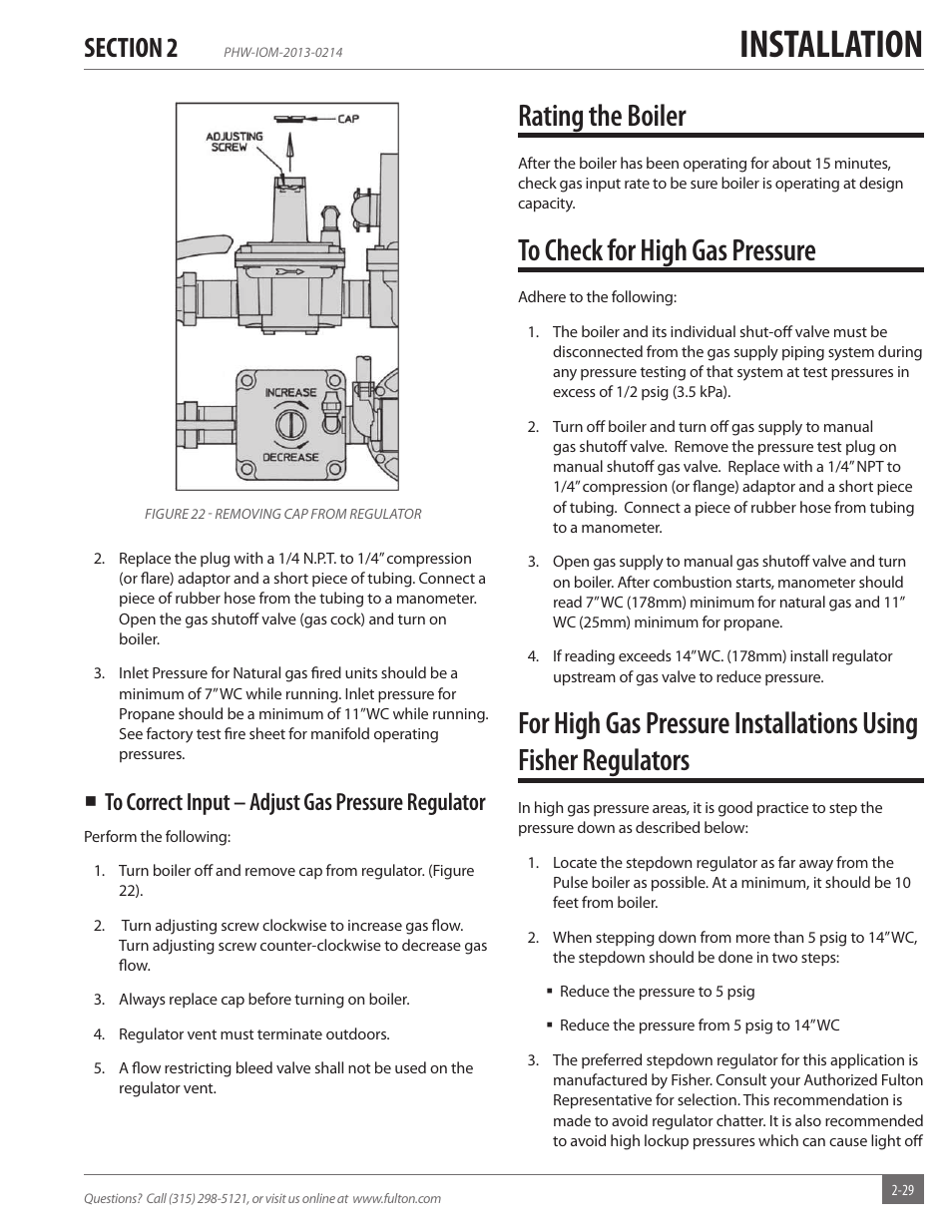 Installation, Rating the boiler | Fulton Pulse HW (PHW) Fully Condensing Hydronic Boiler User Manual | Page 35 / 84