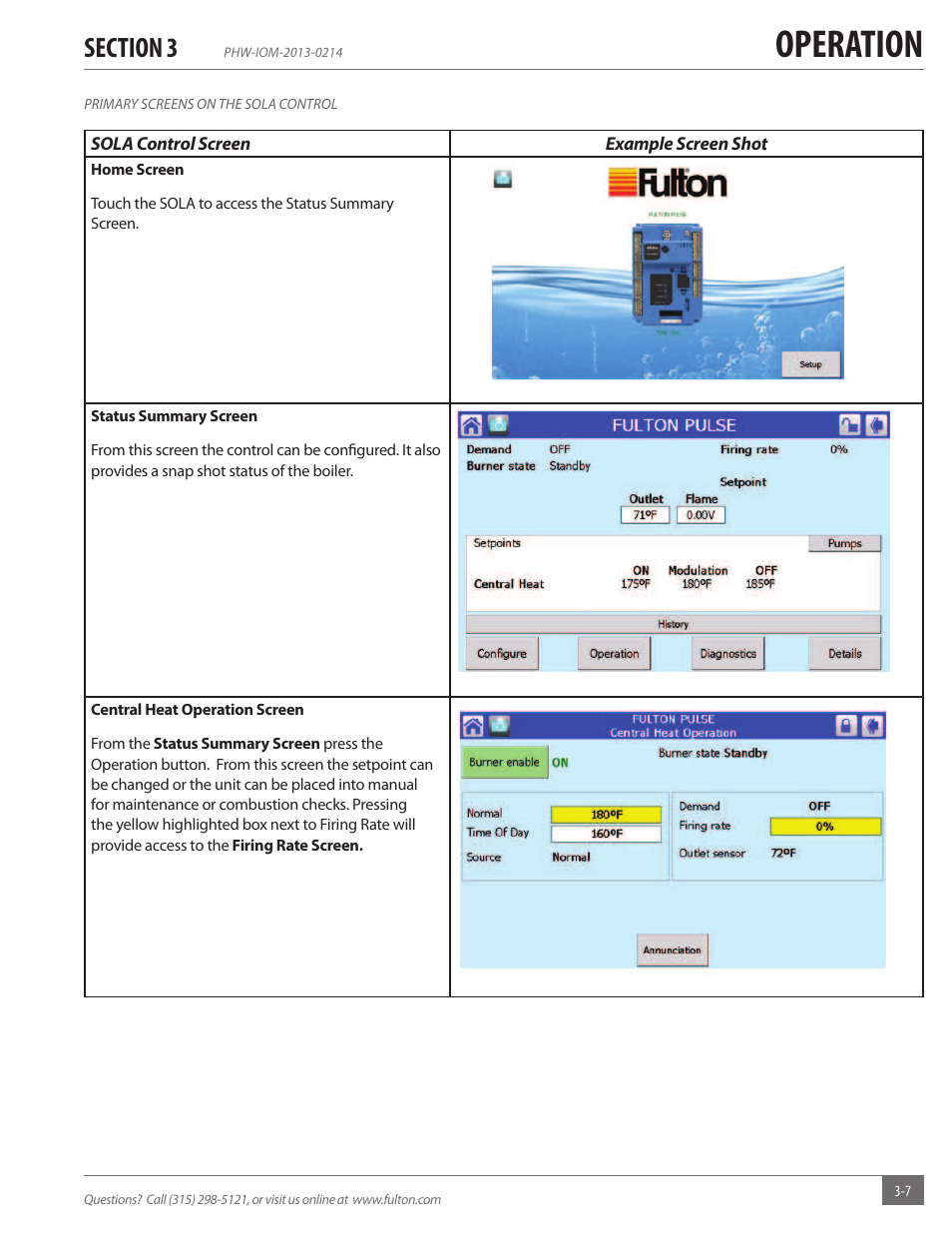 Operation | Fulton Pulse HW (PHW) Fully Condensing Hydronic Boiler User Manual | Page 43 / 84