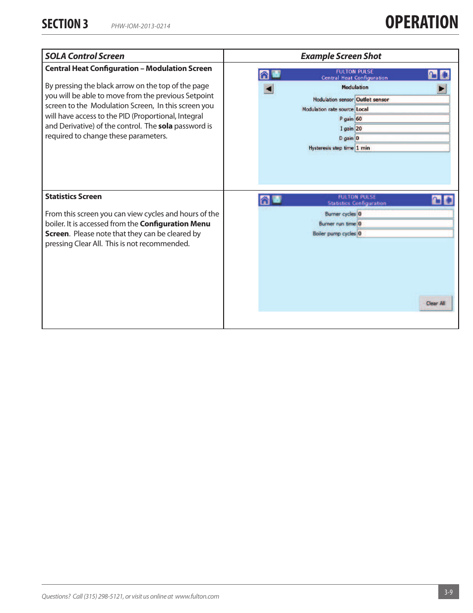 Operation | Fulton Pulse HW (PHW) Fully Condensing Hydronic Boiler User Manual | Page 45 / 84