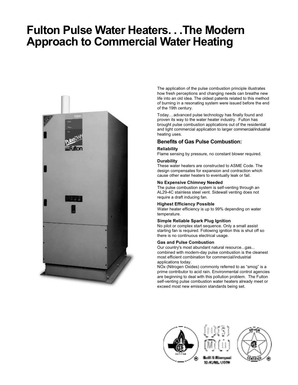 Fulton Pulse DWH (PDWH) Domestic Water Heater User Manual | Page 2 / 50