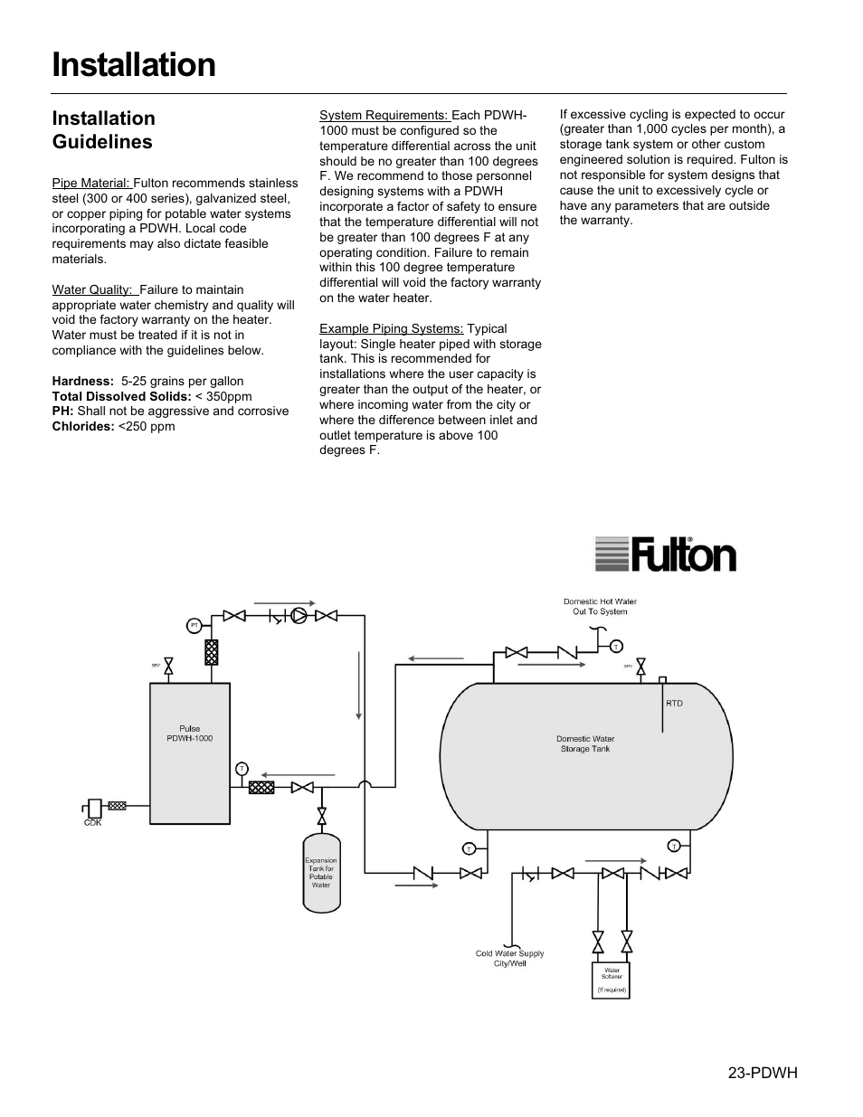 Installation | Fulton Pulse DWH (PDWH) Domestic Water Heater User Manual | Page 25 / 50