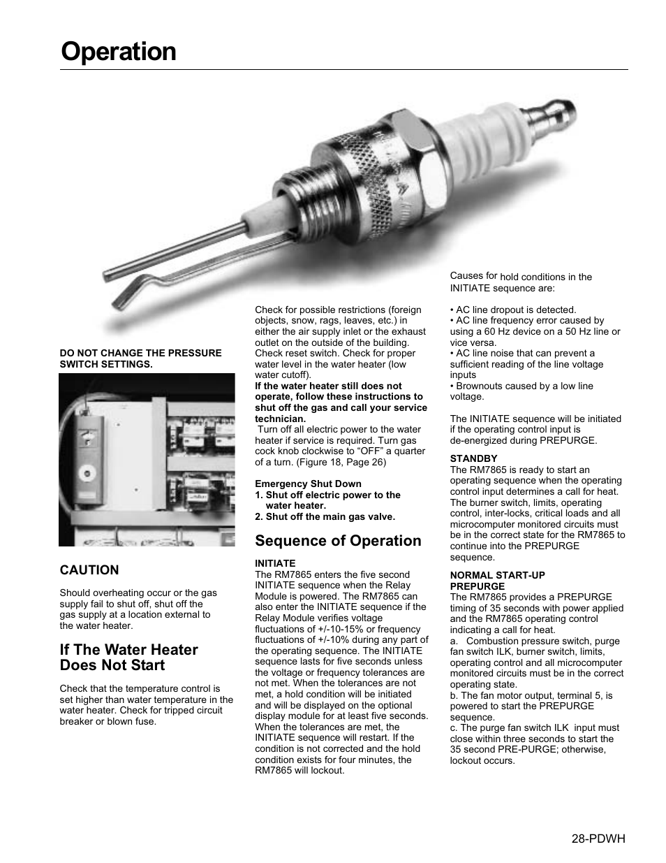 Operation, If the water heater does not start, Sequence of operation | Fulton Pulse DWH (PDWH) Domestic Water Heater User Manual | Page 31 / 50