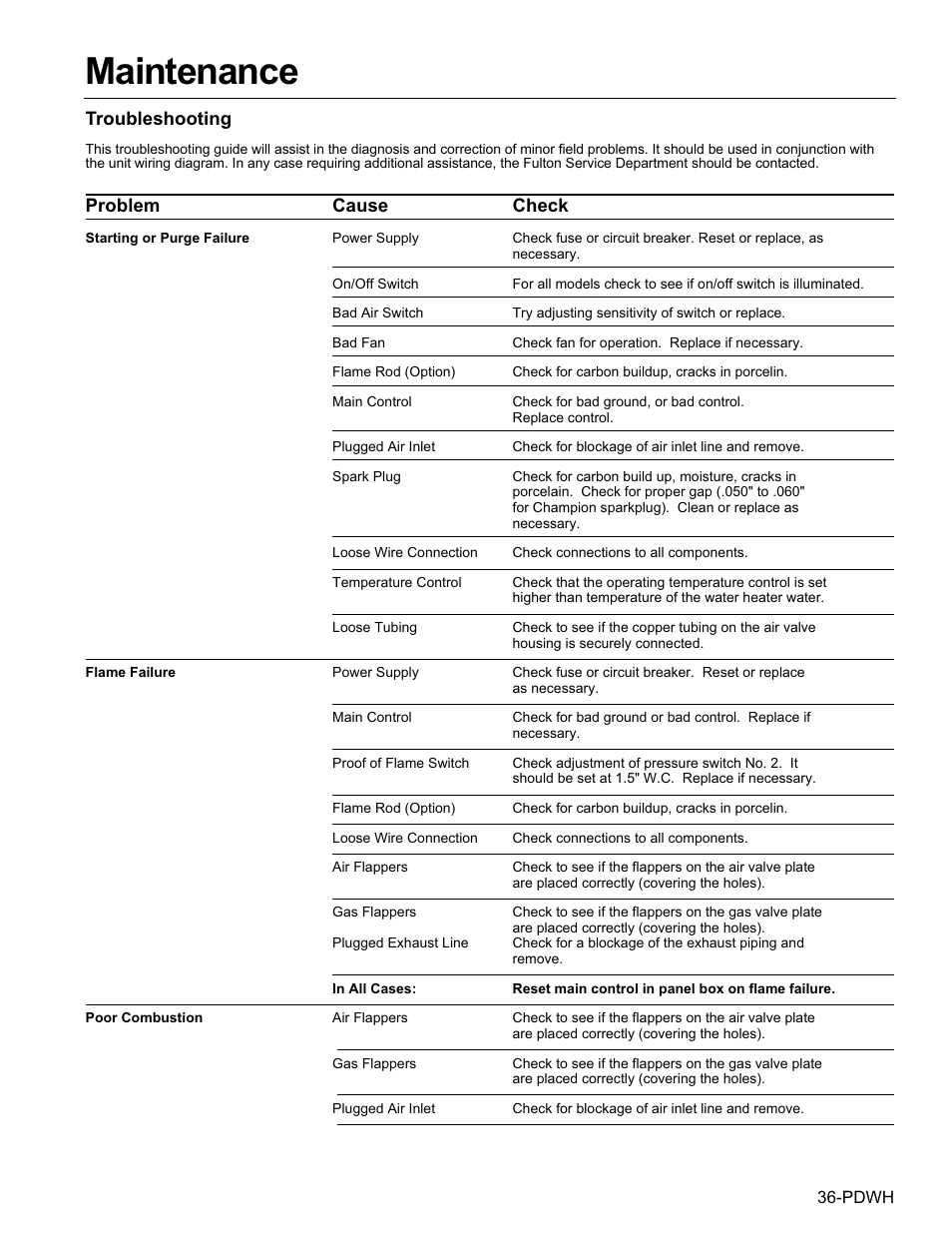 Maintenance | Fulton Pulse DWH (PDWH) Domestic Water Heater User Manual | Page 39 / 50