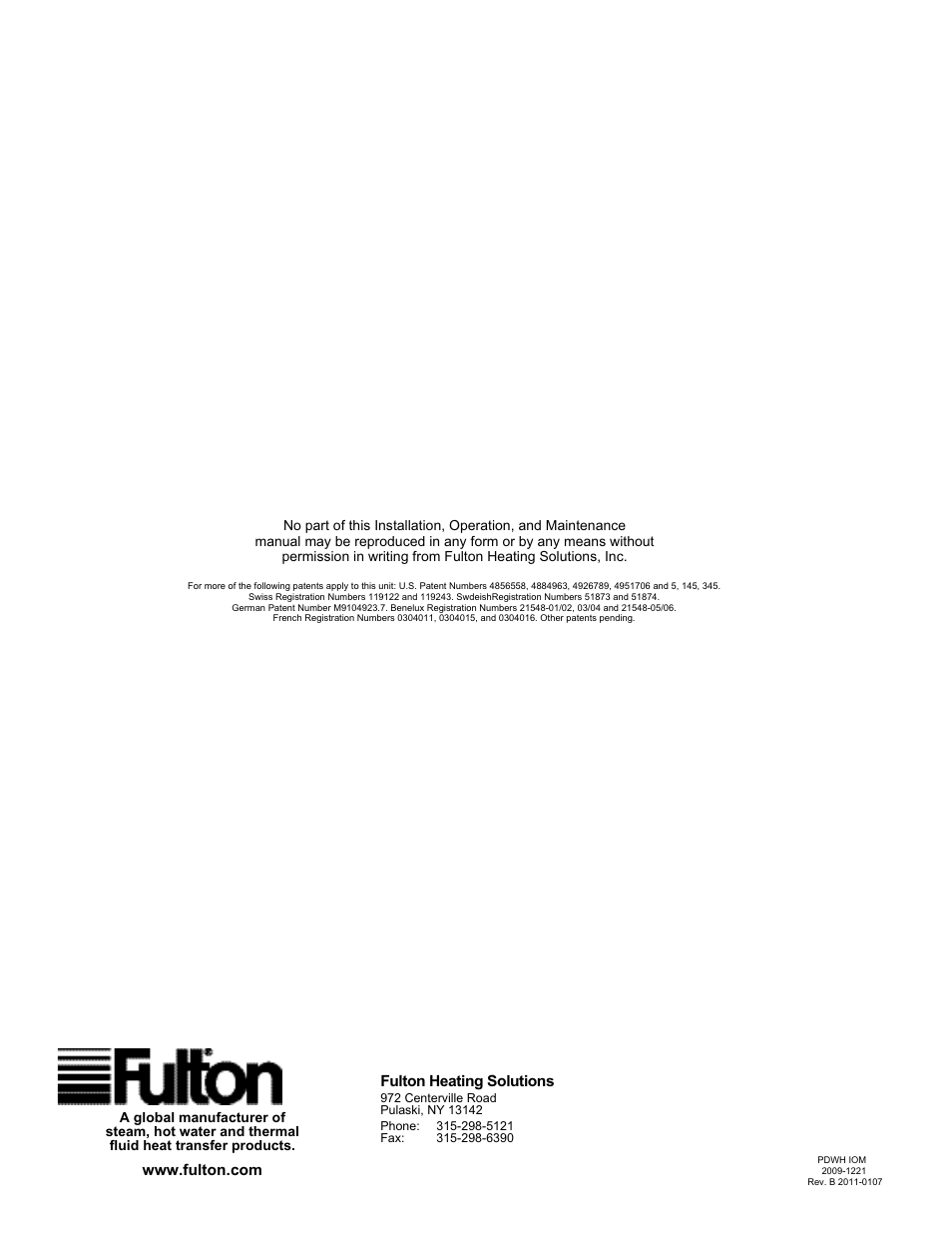 Fulton Pulse DWH (PDWH) Domestic Water Heater User Manual | Page 50 / 50