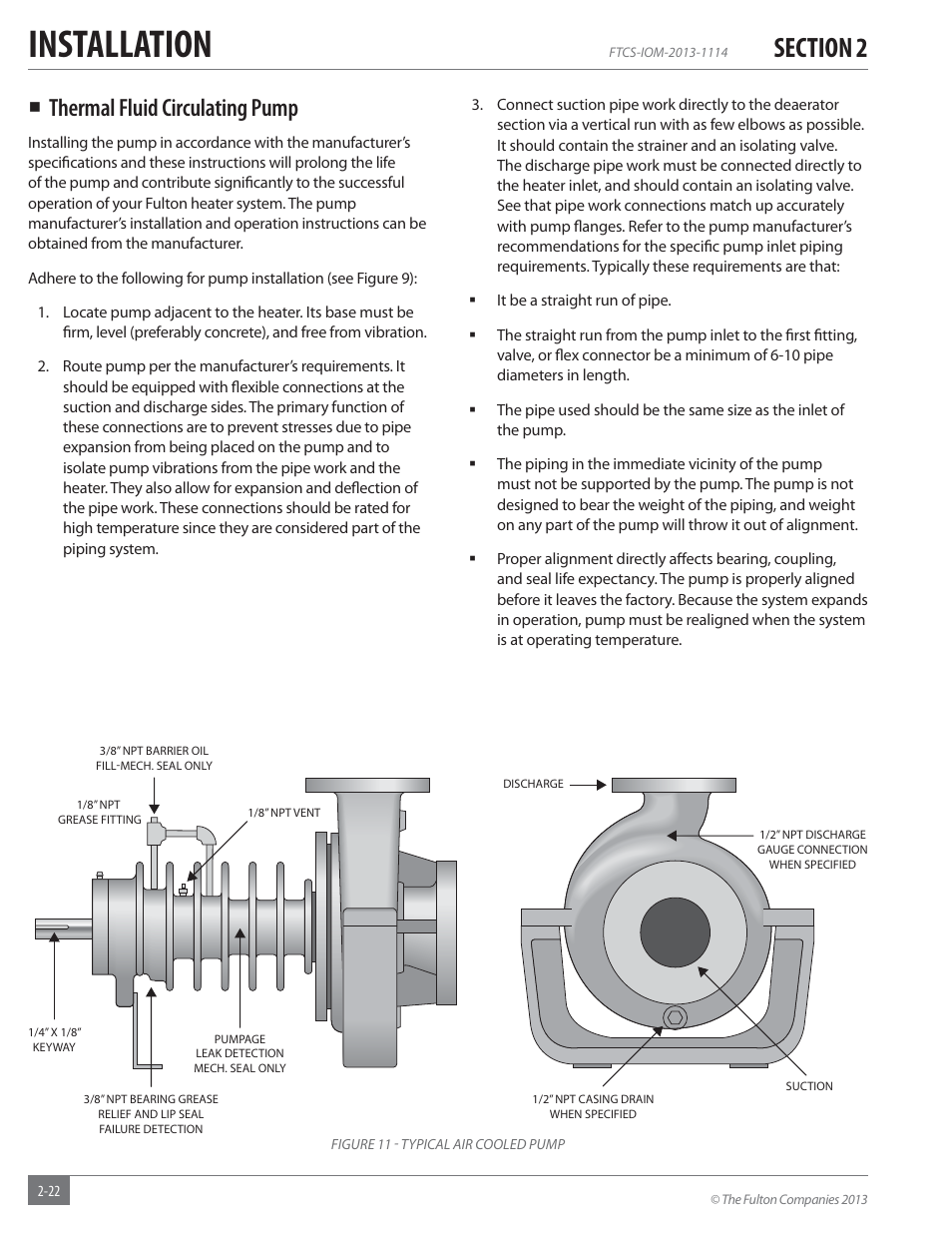 Installation, Thermal fluid circulating pump | Fulton Vertical Coil (FT-C_S) Thermal Fluid (hot oil) Heater User Manual | Page 28 / 92