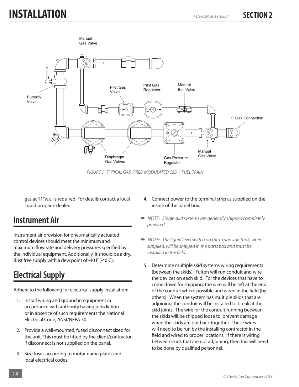 Installation, Instrument air, Electrical supply | Fulton Vertical Tubeless (FT-A) Thermal Fluid (hot oil) Heater User Manual | Page 14 / 84