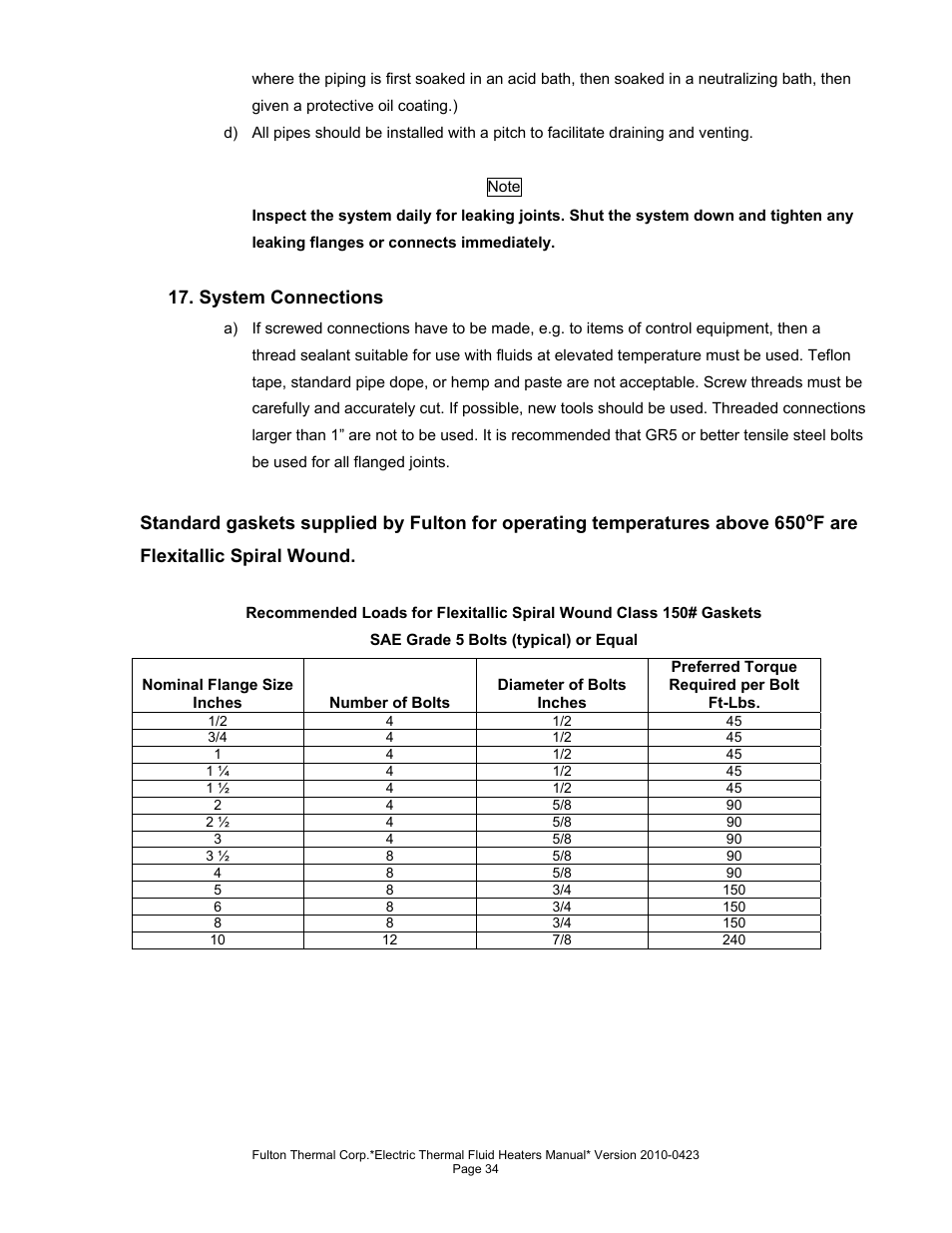 Fulton Vertical Electric (FT-N) Thermal Fluid (hot oil) Heater User Manual | Page 34 / 108
