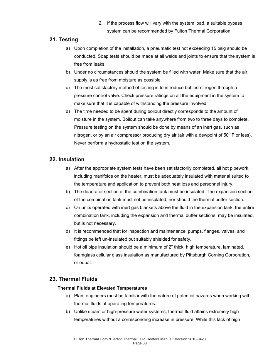 Fulton Vertical Electric (FT-N) Thermal Fluid (hot oil) Heater User Manual | Page 38 / 108