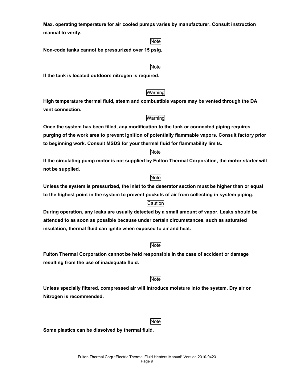 Fulton Vertical Electric (FT-N) Thermal Fluid (hot oil) Heater User Manual | Page 9 / 108