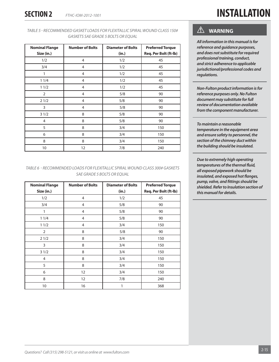 Installation | Fulton Alliance (FT-HC) Horizontal Coil Thermal Fluid (hot oil) Heater User Manual | Page 21 / 88