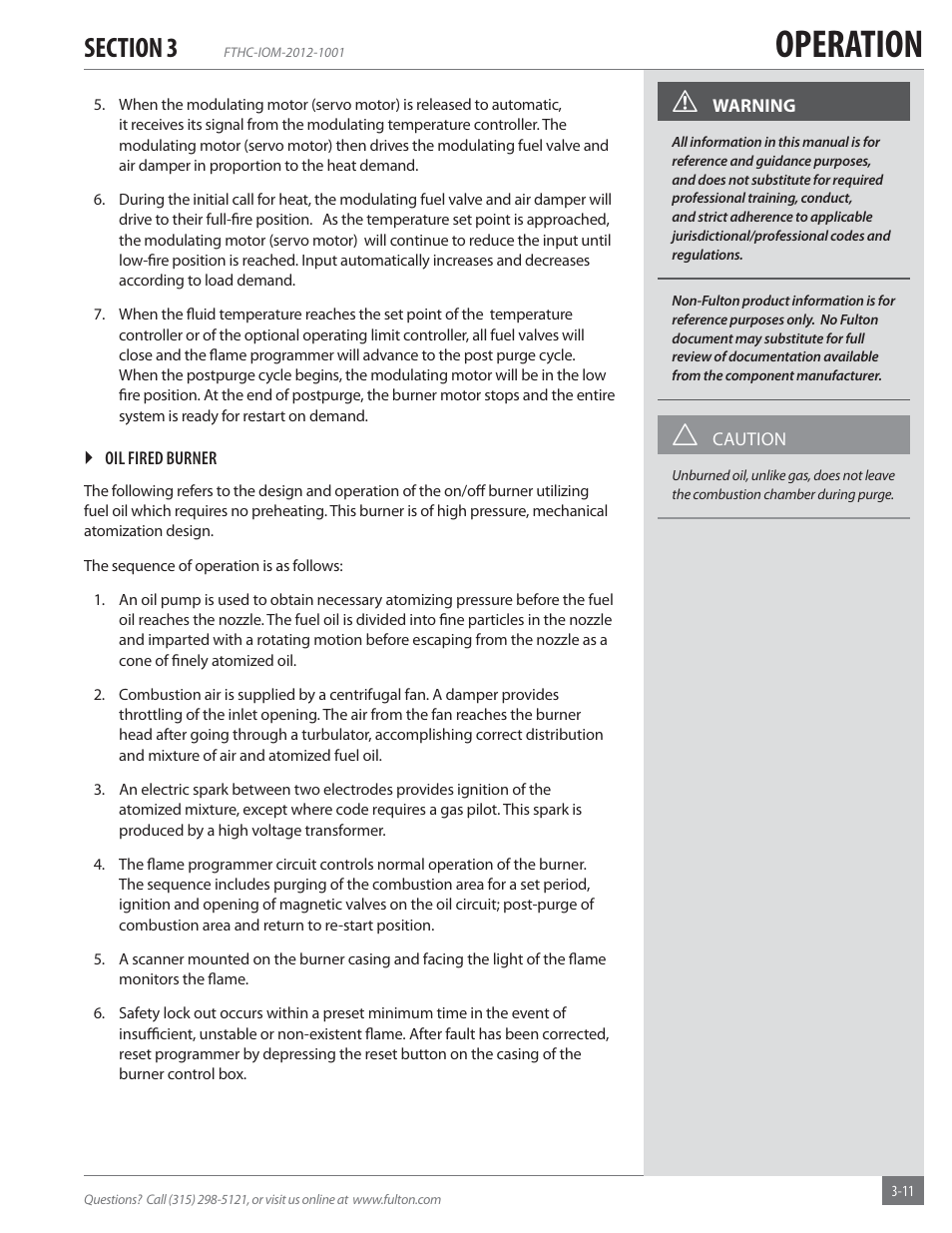 Operation | Fulton Alliance (FT-HC) Horizontal Coil Thermal Fluid (hot oil) Heater User Manual | Page 47 / 88