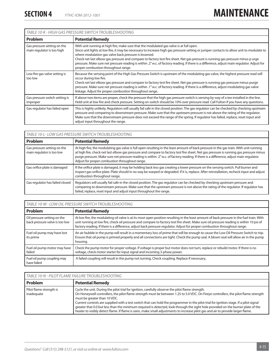 Maintenance | Fulton Alliance (FT-HC) Horizontal Coil Thermal Fluid (hot oil) Heater User Manual | Page 79 / 88