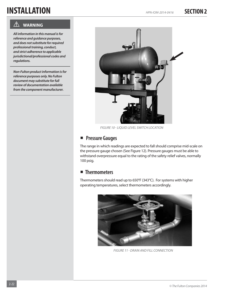 Installation | Fulton Hopkins (HPN) Horizontal Coil Thermal Fluid (hot oil) Heater User Manual | Page 28 / 84