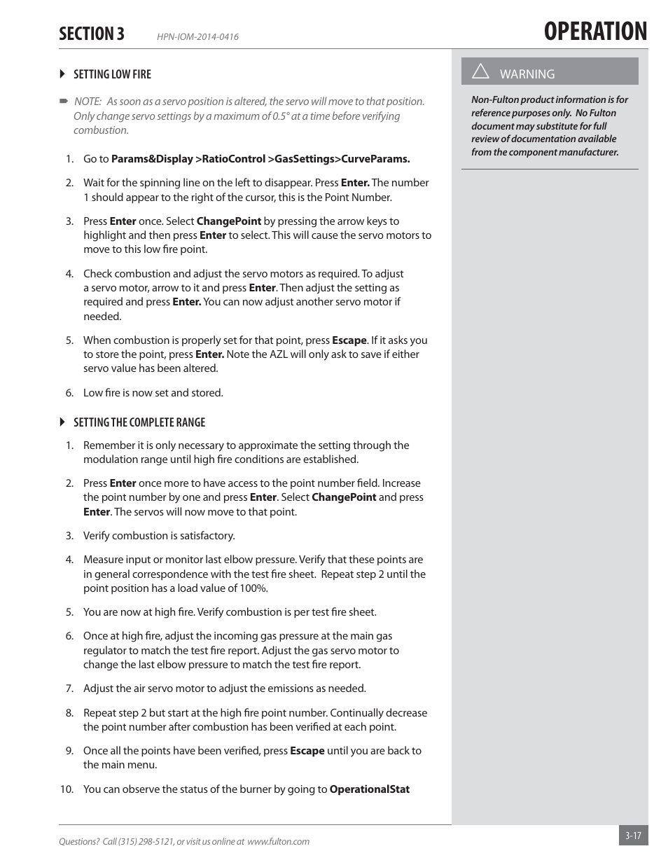 Operation | Fulton Hopkins (HPN) Horizontal Coil Thermal Fluid (hot oil) Heater User Manual | Page 49 / 84