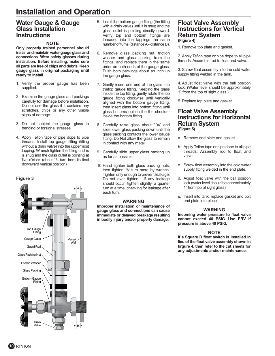 Installation and operation | Fulton Ancillary Equipment Horizontal and Vertical Return Systems User Manual | Page 12 / 24