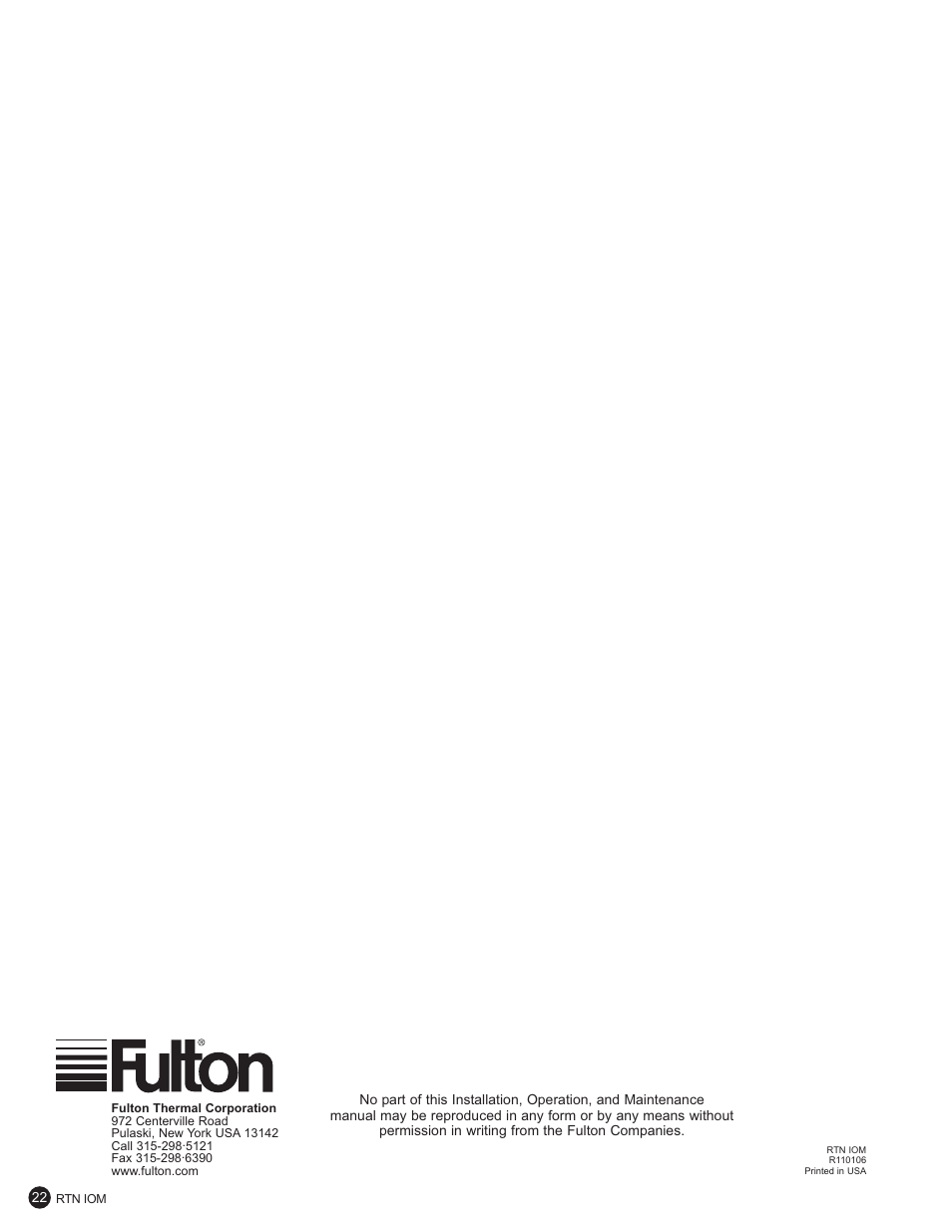 Fulton Ancillary Equipment Horizontal and Vertical Return Systems User Manual | Page 24 / 24