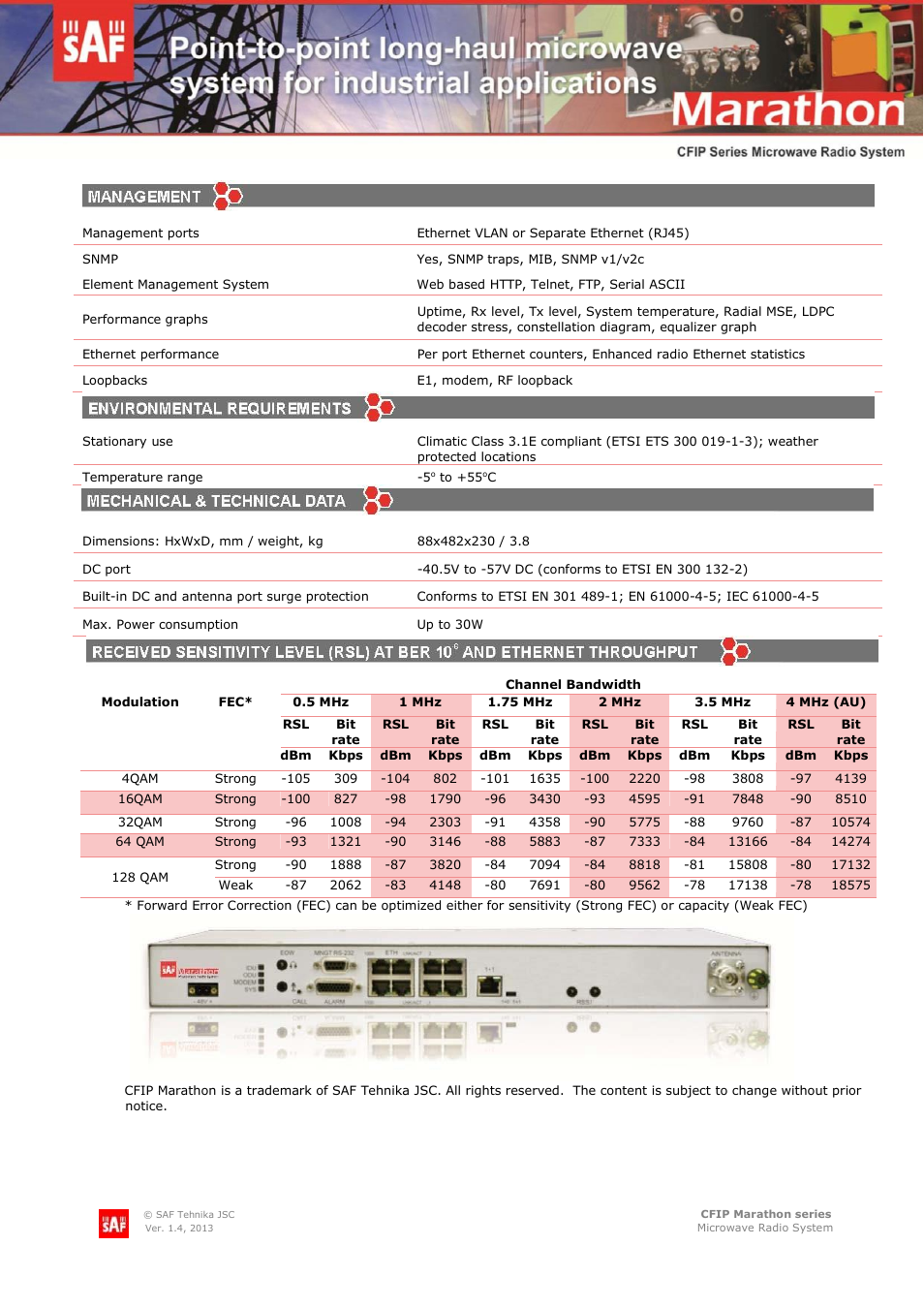 SAF Tehnika CFIP Marathon User Manual | Page 2 / 2