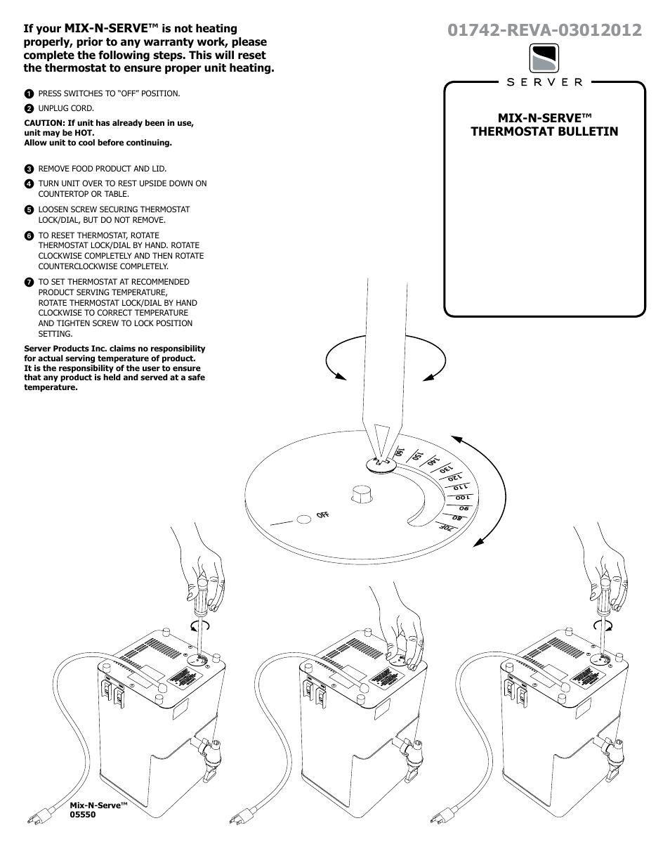 Server MNS (05550) Thermostat Bulletin User Manual | 1 page