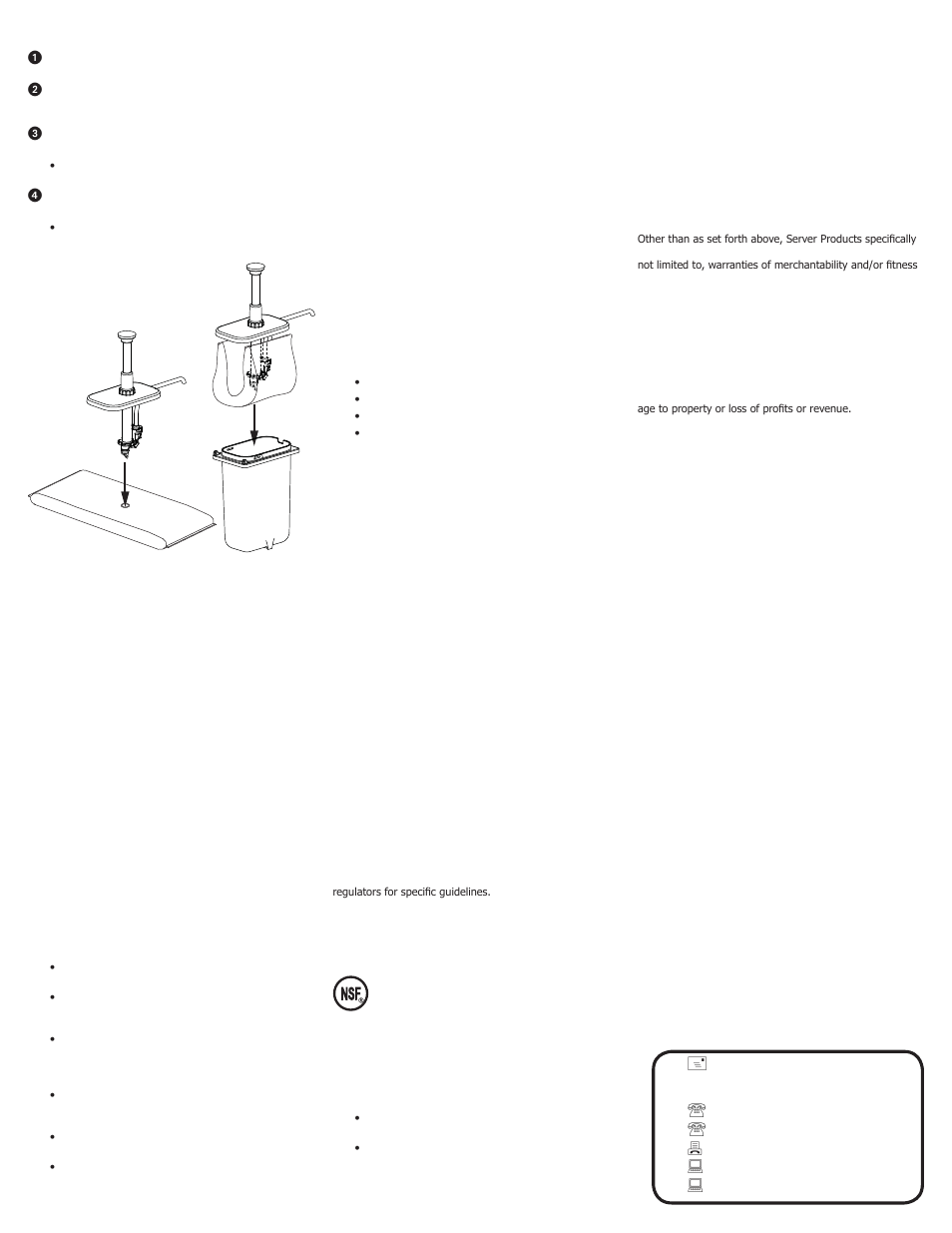 General service, repair, or returns, Service, Troubleshooting | Server products limited warranty, Safety guidelines | Server PUMPS User Manual | Page 4 / 4
