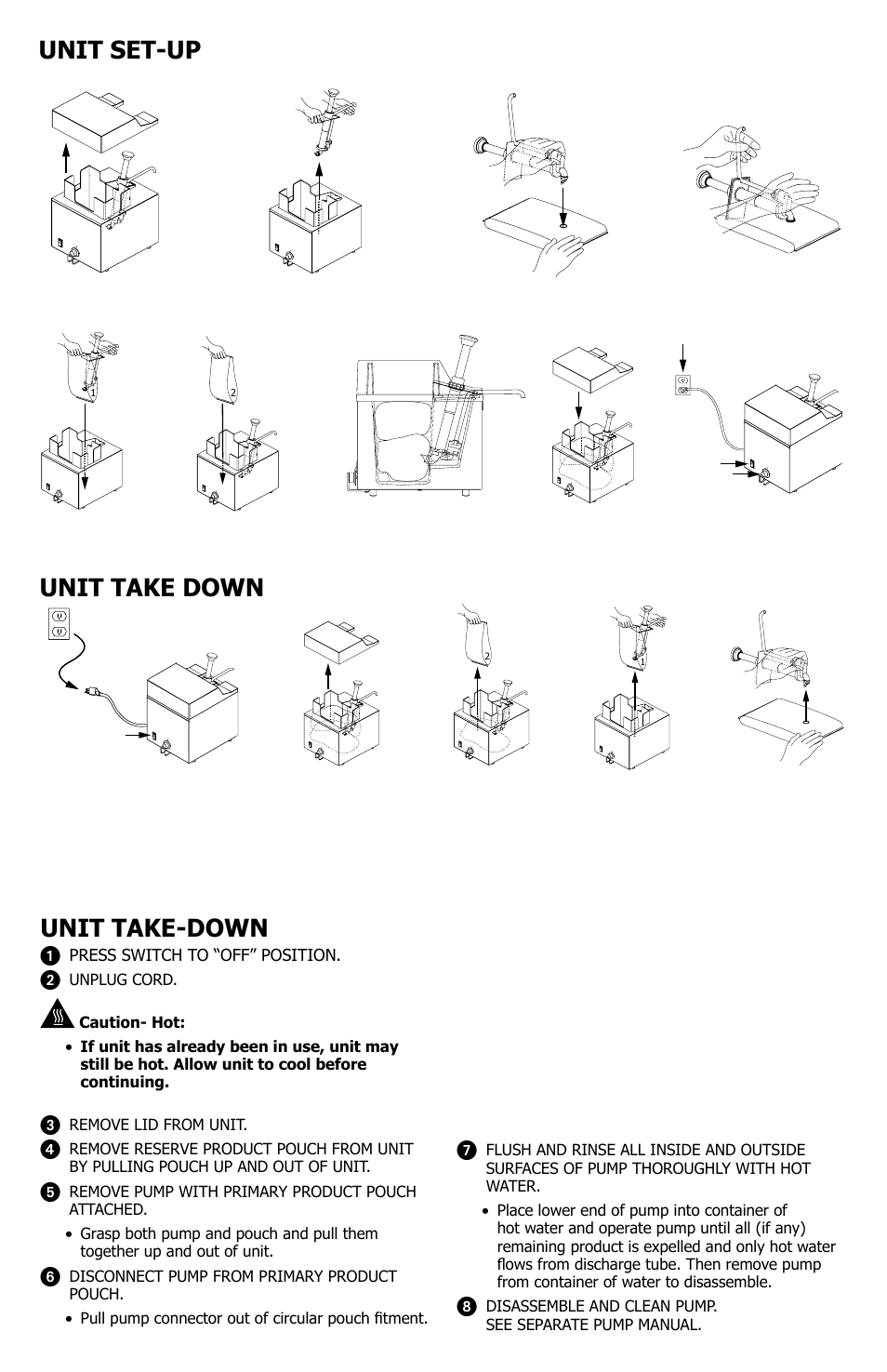 Unit take-down, Unit set-up unit take down | Server FSAF (85070) User Manual | Page 3 / 4