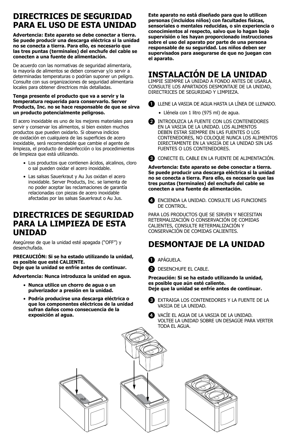 Instalación de la unidad, Desmontaje de la unidad | Server IS-1/3 (86090/86479/86338/86339/86341/86478) User Manual | Page 6 / 8