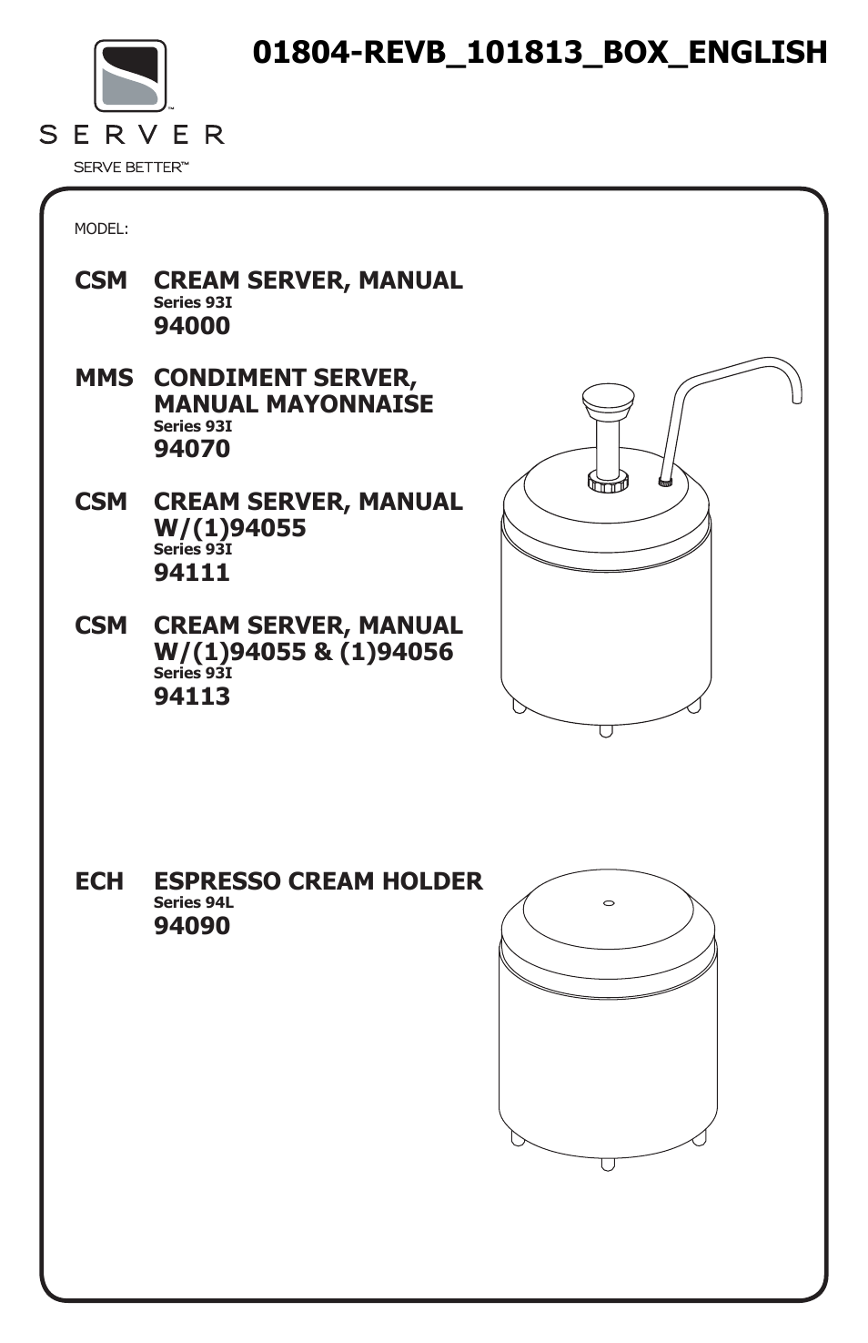 Server ECH (94090) User Manual | 4 pages