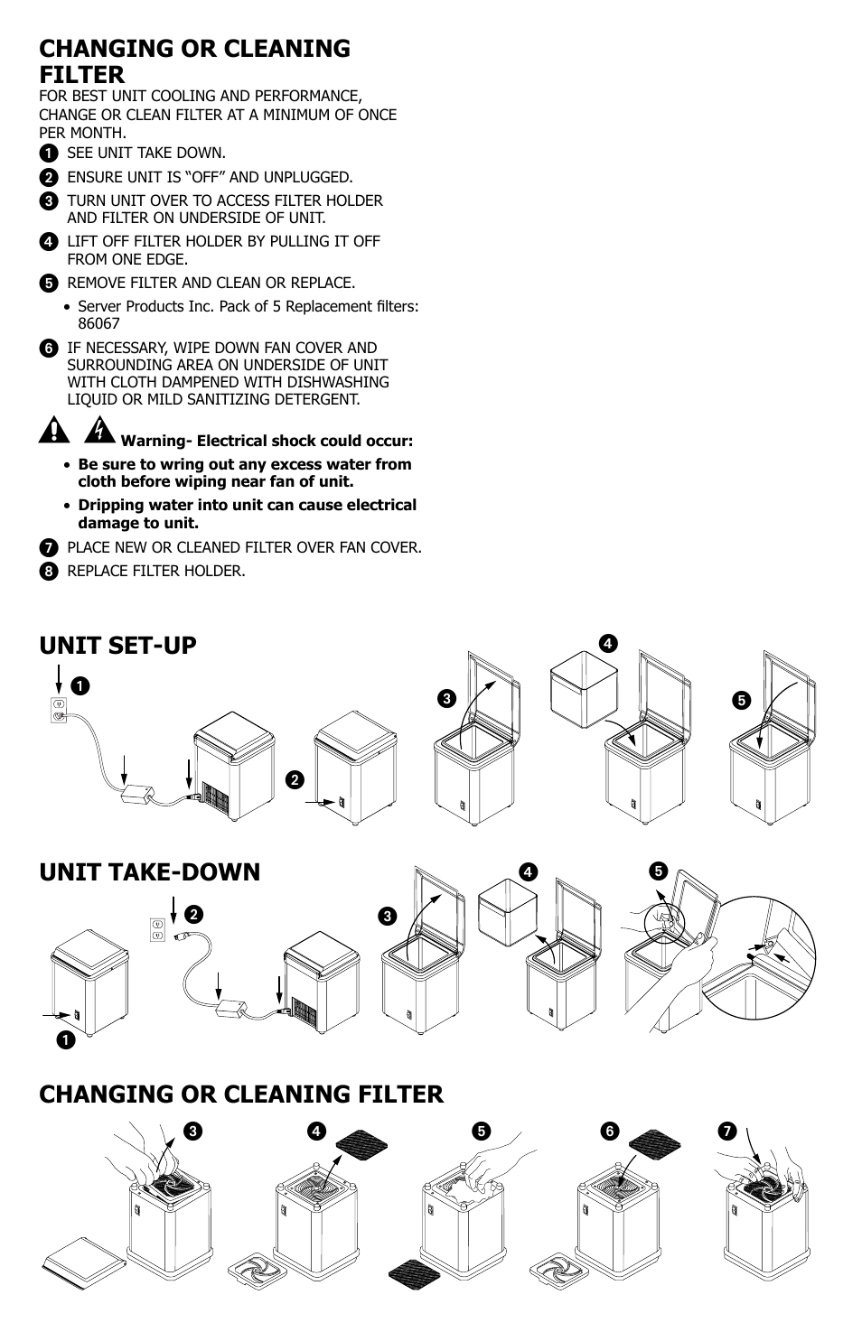 Changing or cleaning filter | Server ECC (86063/86527) User Manual | Page 3 / 4