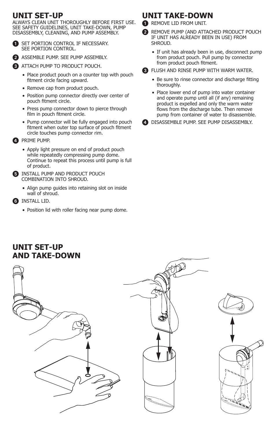 Unit set-up, Unit set-up and take-down unit take-down | Server SE-xxx EXPRESS User Manual | Page 3 / 8