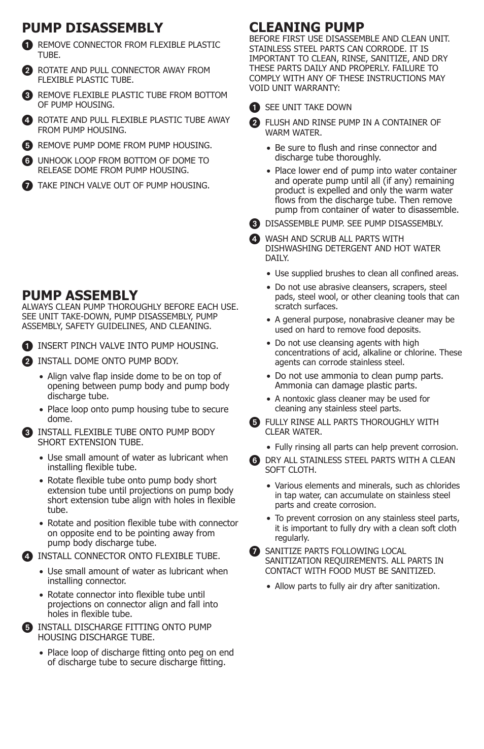 Pump disassembly, Pump assembly, Cleaning pump | Server SE-xxx EXPRESS User Manual | Page 4 / 8