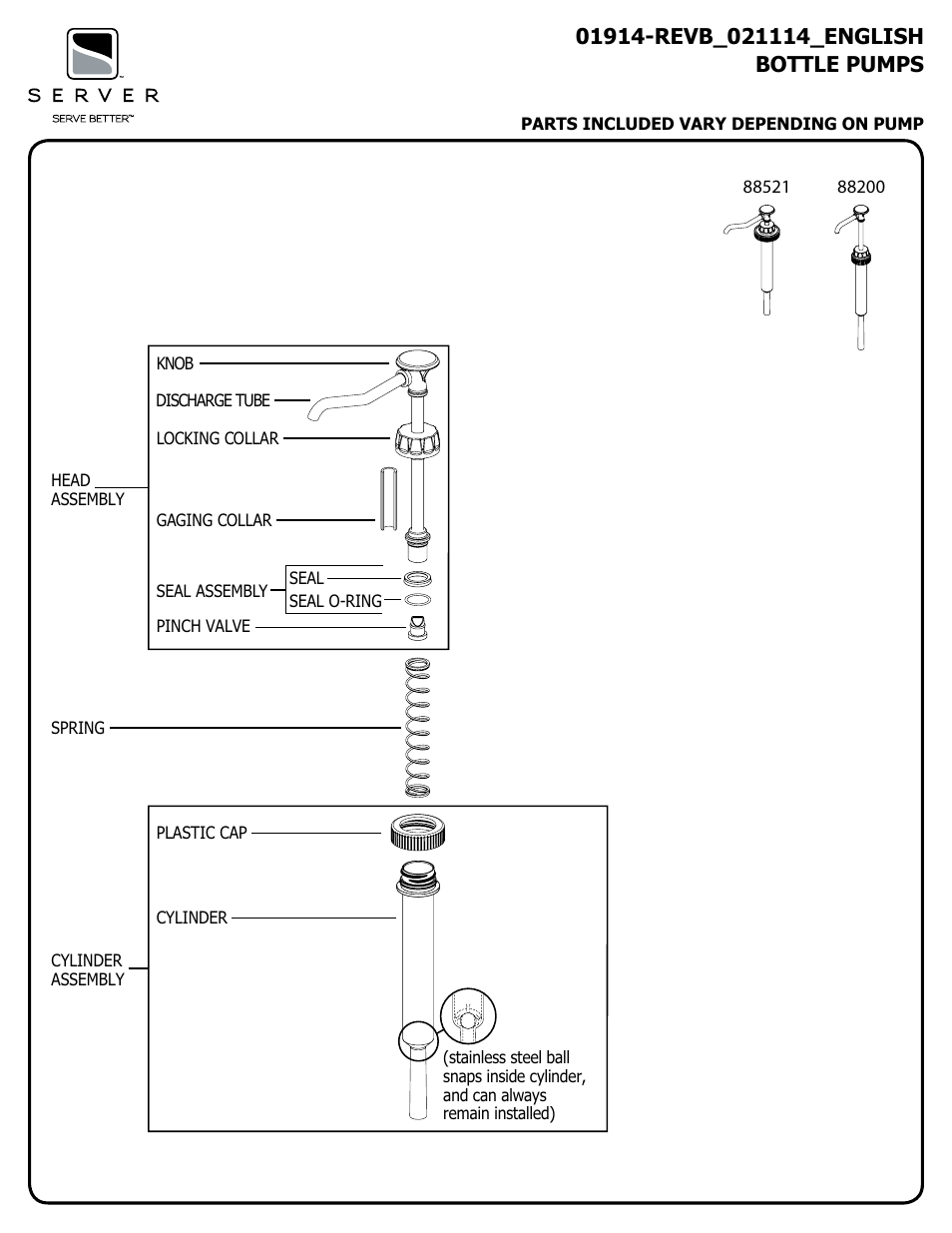 Server PUMPS (88521/88200) User Manual | 4 pages