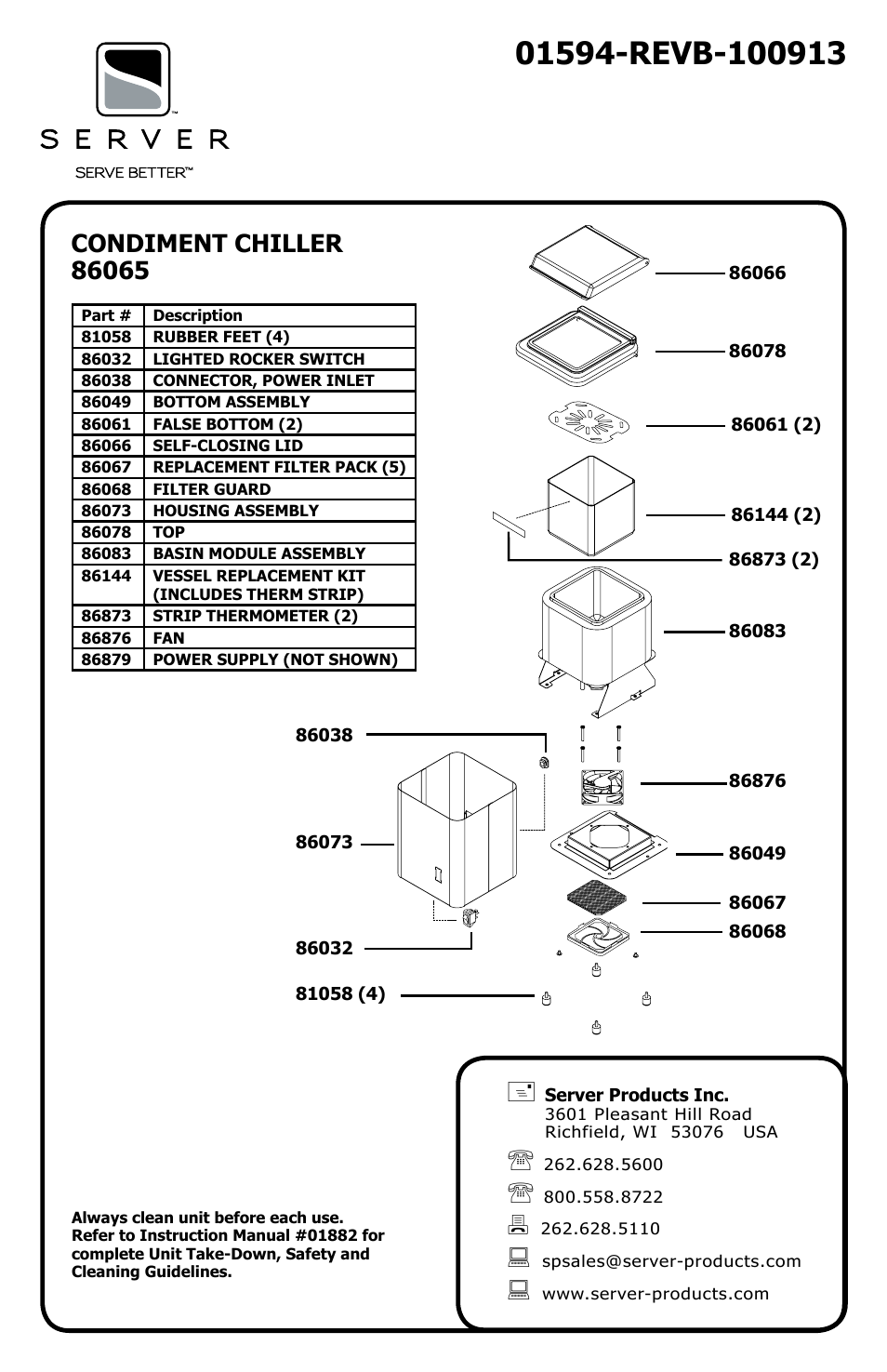 Server CONDIMENT CHILLER (86065) User Manual | 1 page