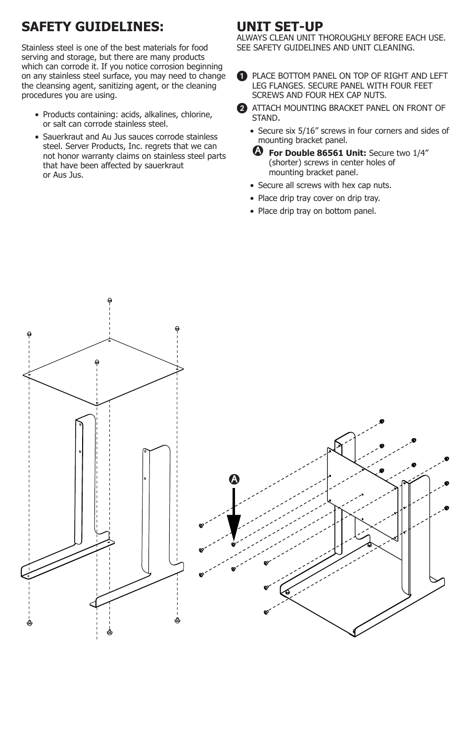 Unit set-up, Safety guidelines | Server DPDS (86666) User Manual | Page 2 / 4