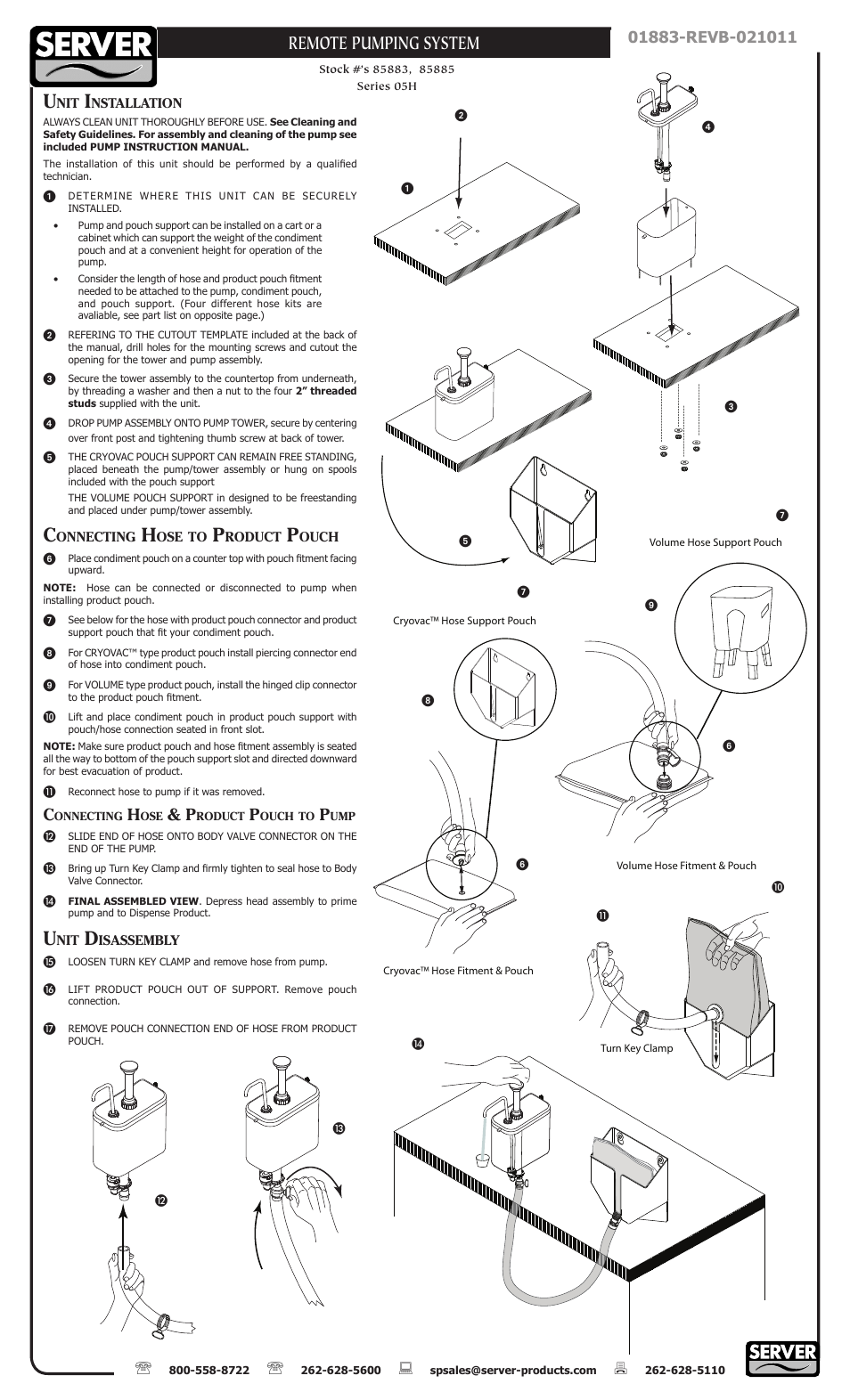 Server PUMPING SYSTEM (85883/85885) User Manual | 2 pages