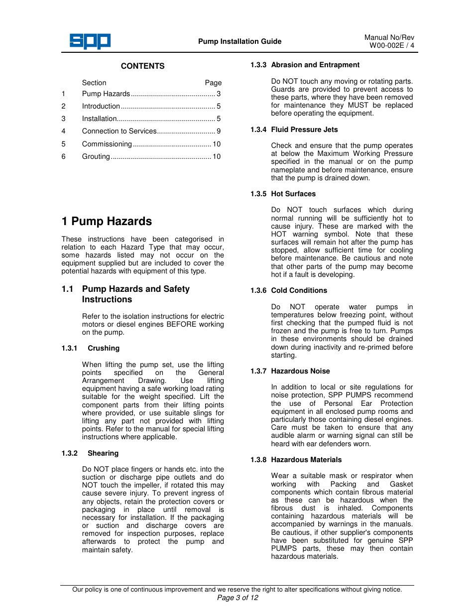 1 pump hazards | SPP Pumps Split Case Pumps User Manual | Page 3 / 11