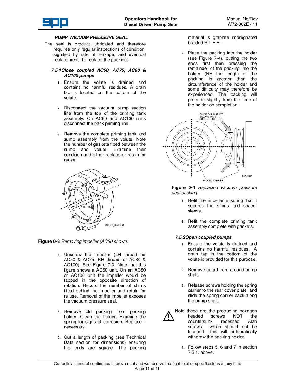 SPP Pumps Auto Prime Medium Head Open Set - AC & AL Range User Manual | Page 11 / 16