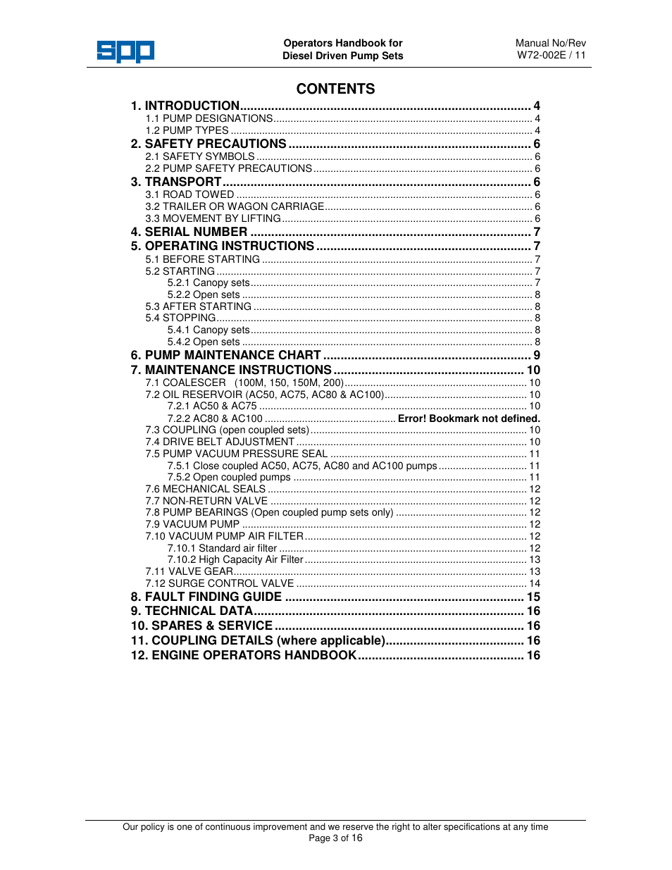 SPP Pumps Auto Prime Medium Head Open Set - AC & AL Range User Manual | Page 3 / 16