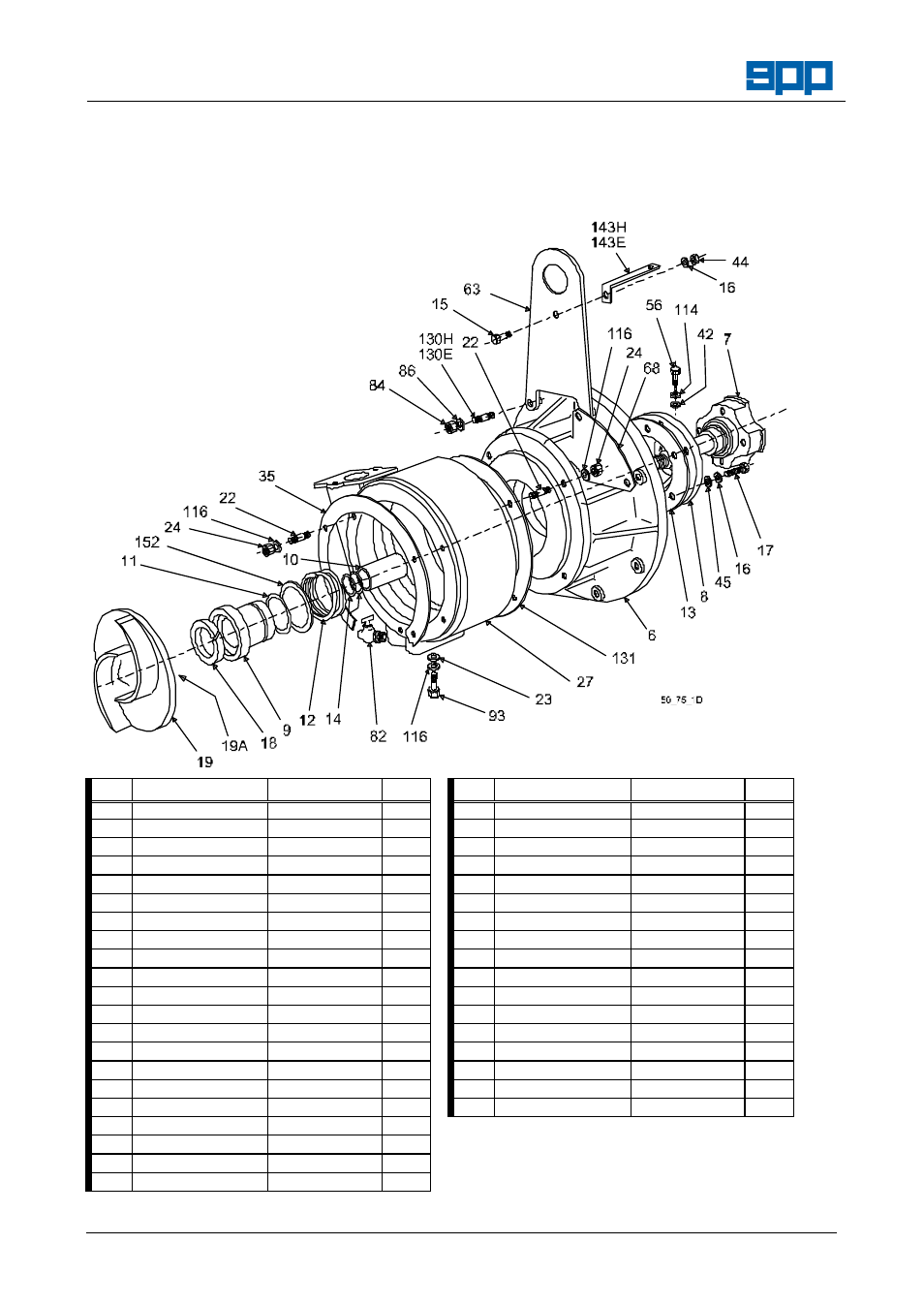 Matching piece, volute & shaft assembly, 1 vacuum pressure seal | SPP Pumps Auto Prime Medium Head Open Set - AC50-75 Workshop Manual User Manual | Page 2 / 10