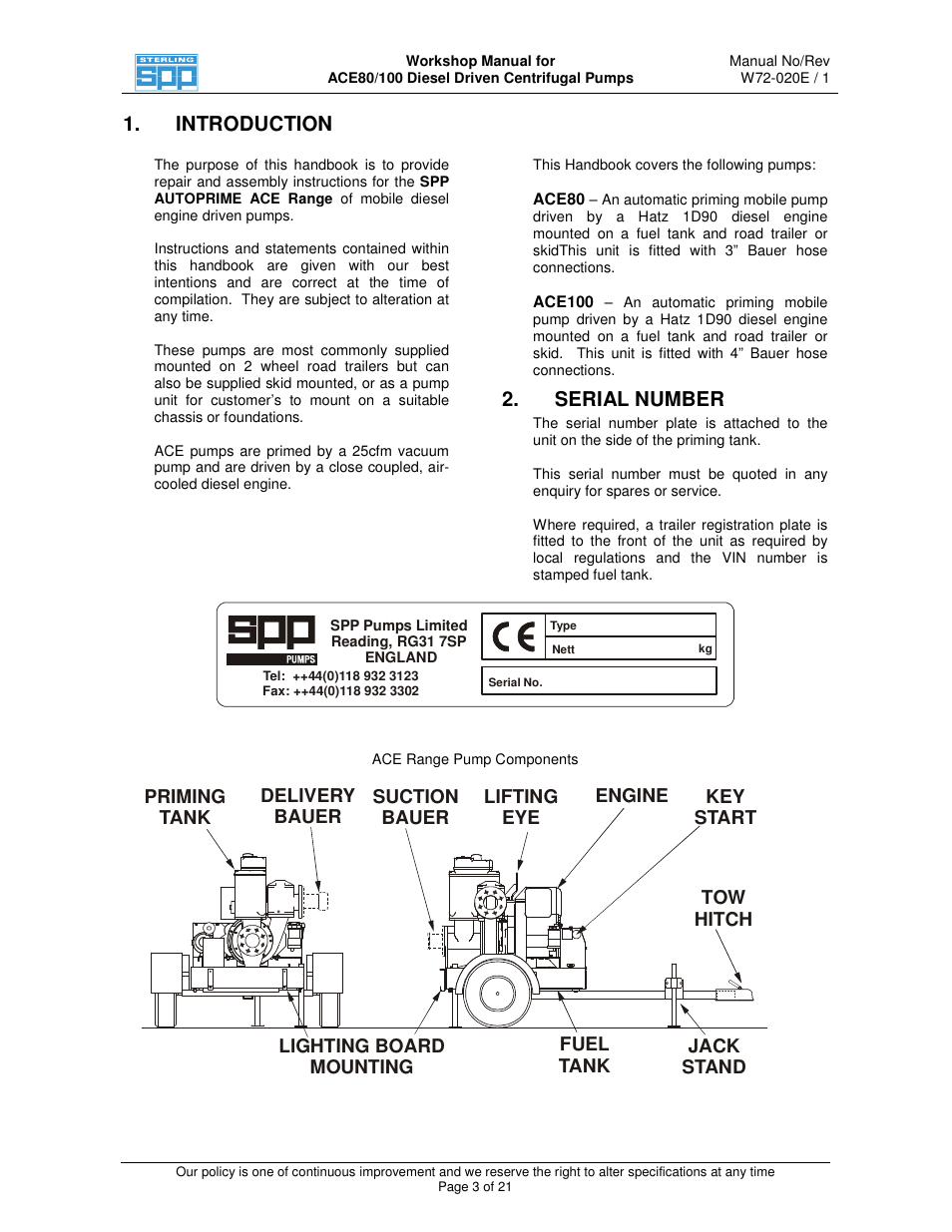 SPP Pumps Auto Prime Medium Head Open Set ACE80-100 Workshop Manual User Manual | Page 3 / 21