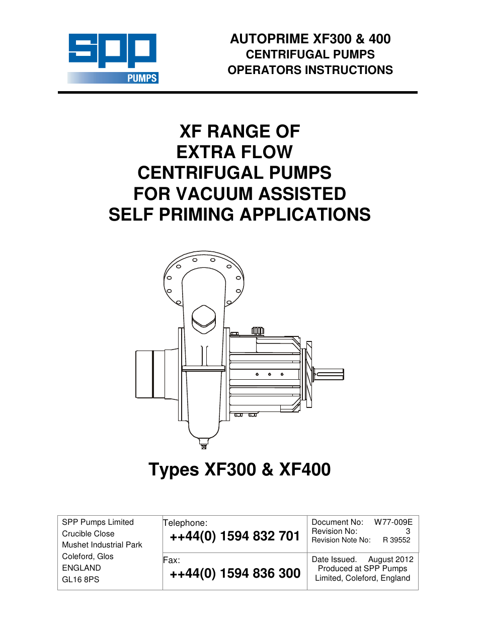 SPP Pumps Auto Prime - High Flow Range XF300 & 400 User Manual | 23 pages