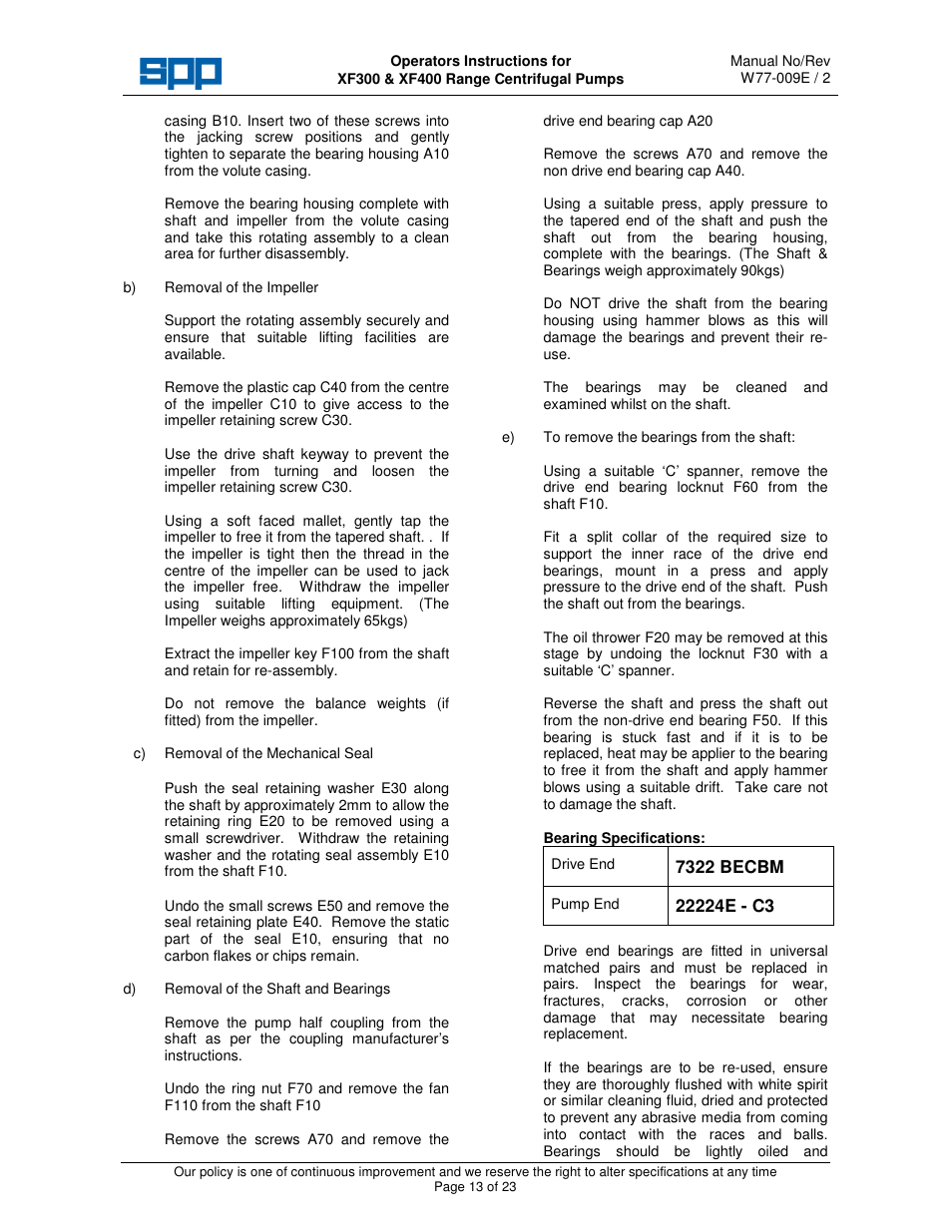 SPP Pumps Auto Prime - High Flow Range XF300 & 400 User Manual | Page 13 / 23