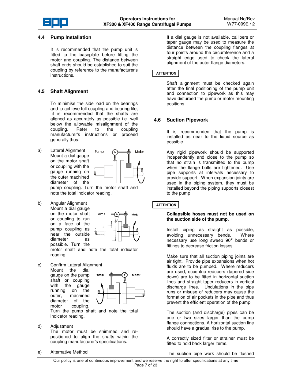 SPP Pumps Auto Prime - High Flow Range XF300 & 400 User Manual | Page 7 / 23