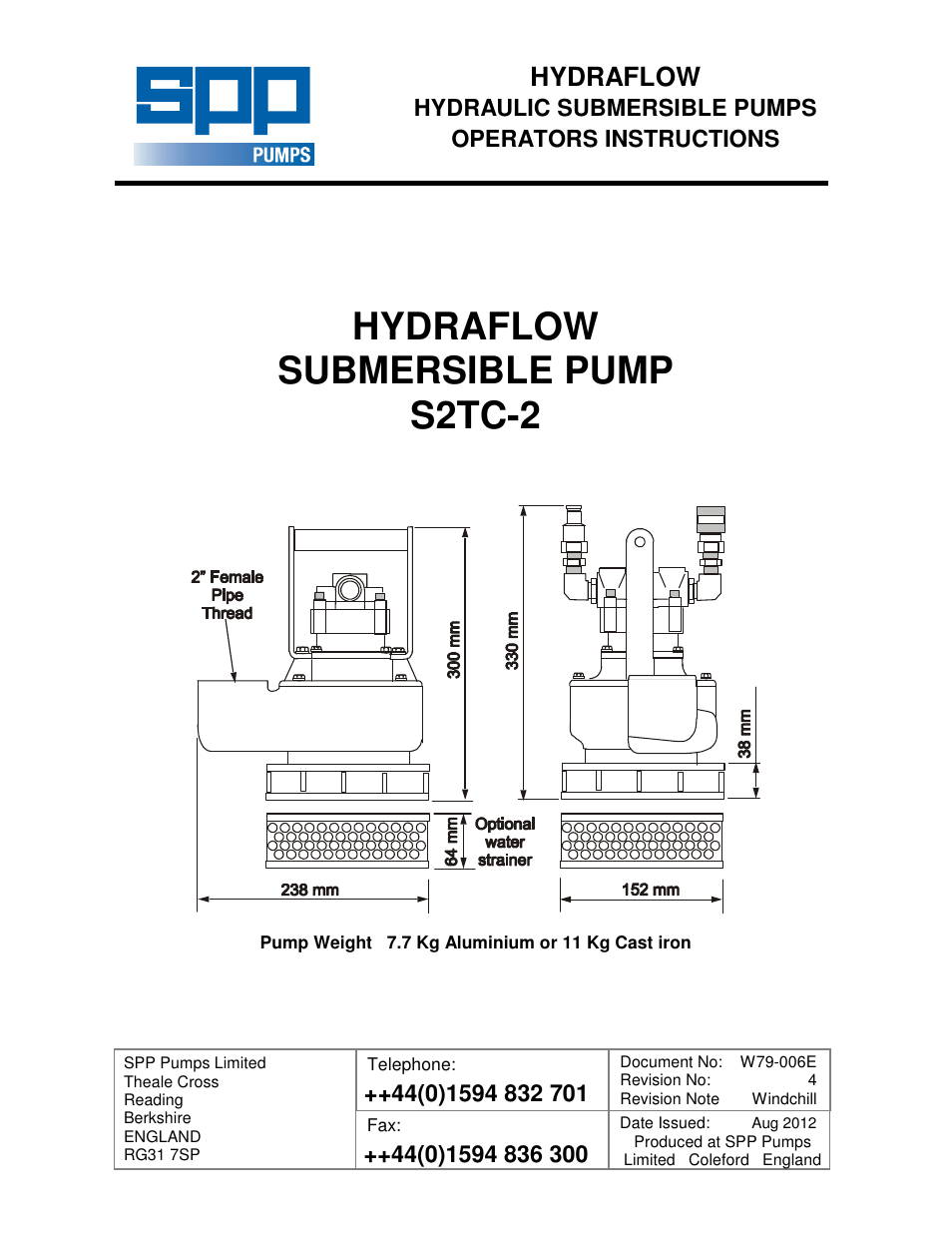 SPP Pumps Auto Prime Hydraulic Submersibles - S2TC-2 User Manual | 12 pages