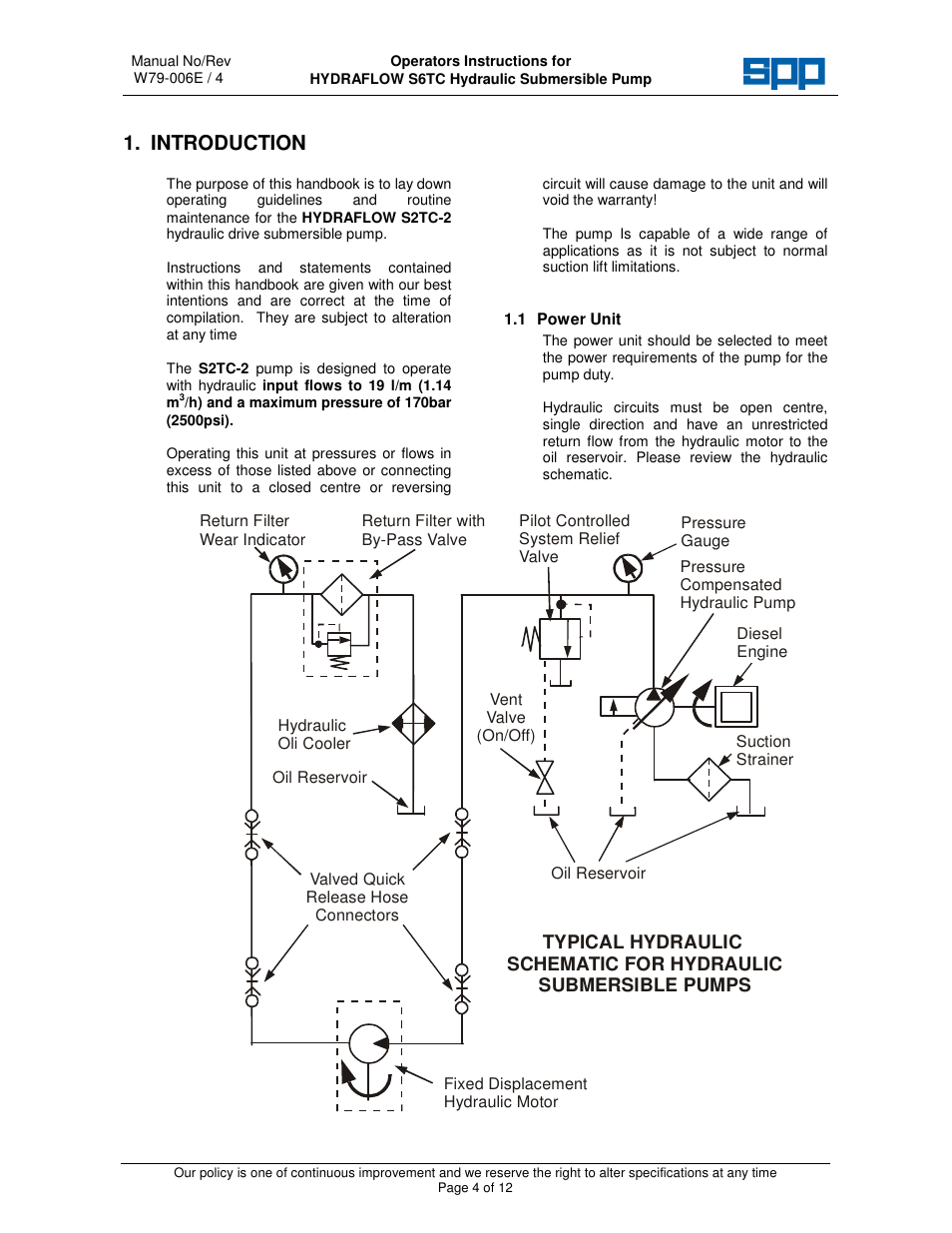 Introduction | SPP Pumps Auto Prime Hydraulic Submersibles - S2TC-2 User Manual | Page 4 / 12